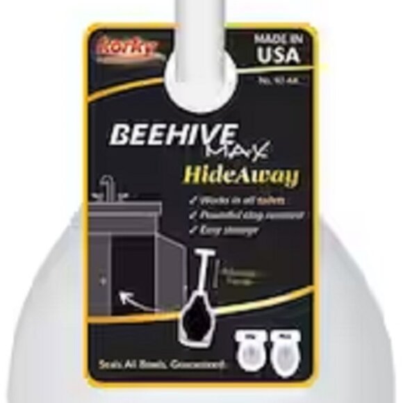 new Korky-brand Beehive Max Hideaway Toilet Plunger with White Holder - Picture 5 of 5